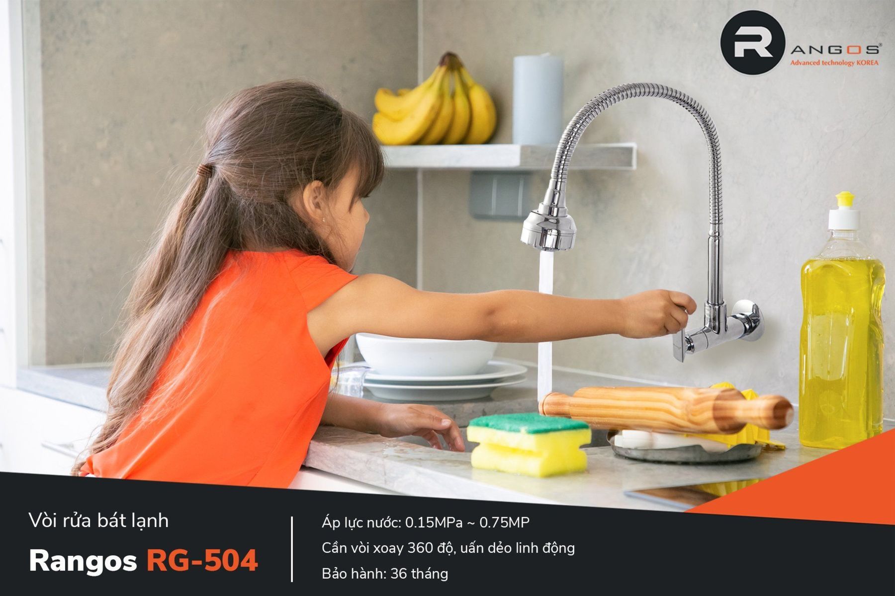 Vòi rửa bát lạnh cần mềm RG-504